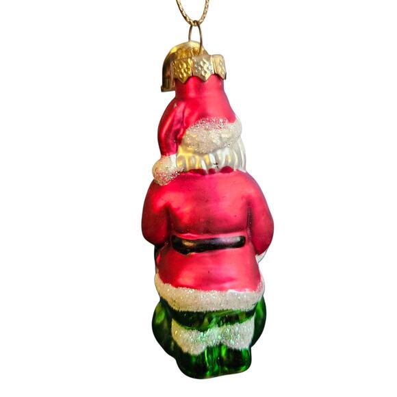 Christopher Radko Glass Santa Ornament 3" Hand Blown Poland Rainbow Bag - Picture 4 of 6